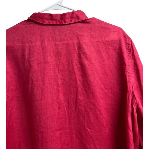 J.Jill Women's Fushia Linen Button Down Long Sleeve Shirt Large Petite - Picture 7 of 8